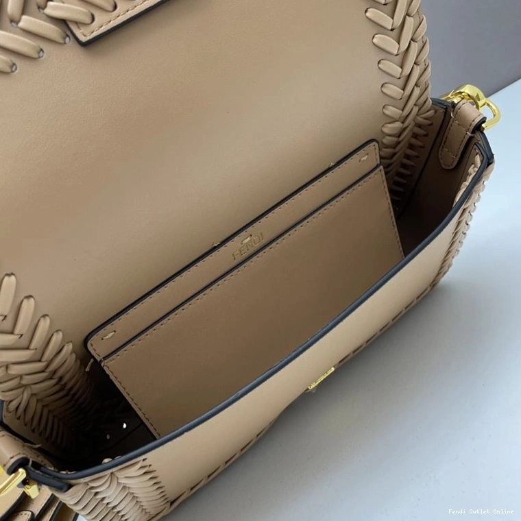 Cheap Stitching Baguette Bag Fendi Apricot Medium Leather In 0717